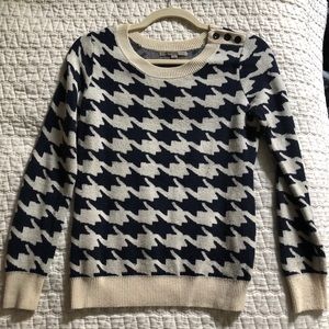 Navy and White Houndstooth Gap Sweater